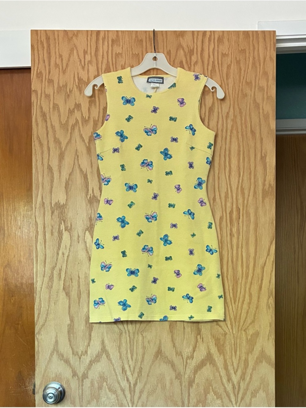 Vintage 90’s Aqua Blues Yellow Butterfly Mini Dress